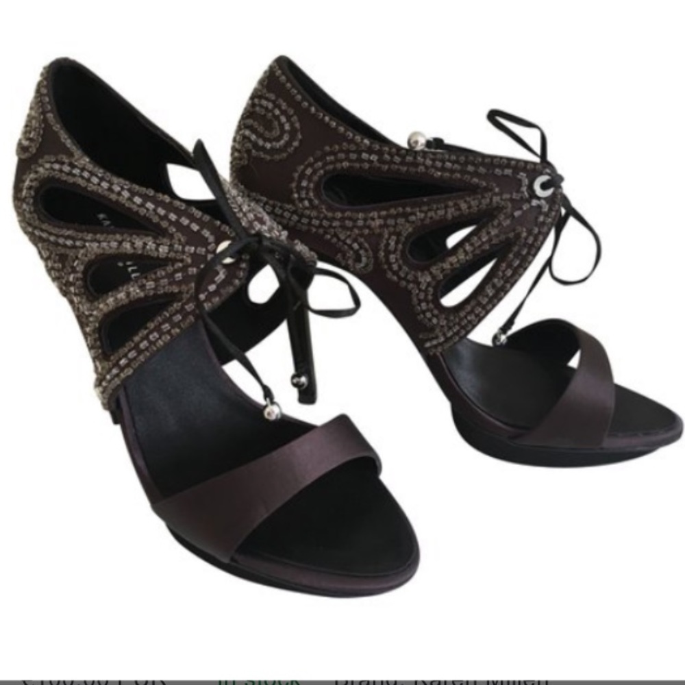 Karen Millen deep purple Satin Heels with Beading